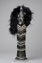 AURA COLLECTION | Noir Eclipse Beaded Gown with Feather Stole for 1/6 Fashion doll clothes