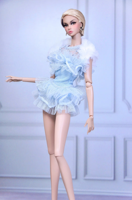 STYLE LAB | Blue lace & ruffle outfit for Fashion Royalty & NU Face doll