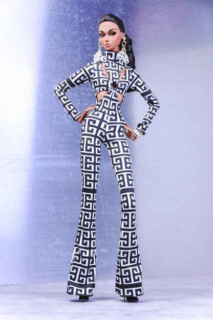 BASIC | Graphic cut out jumpsuit for Fashion Royalty & NU Face doll