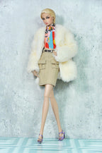 BASIC | Faux Fur Coat & Tailored Skirt Set for Fashion Royalty 6.0 | Luxury 1/6 Outfit